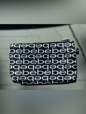 Bebe Black and White Logo Pouch